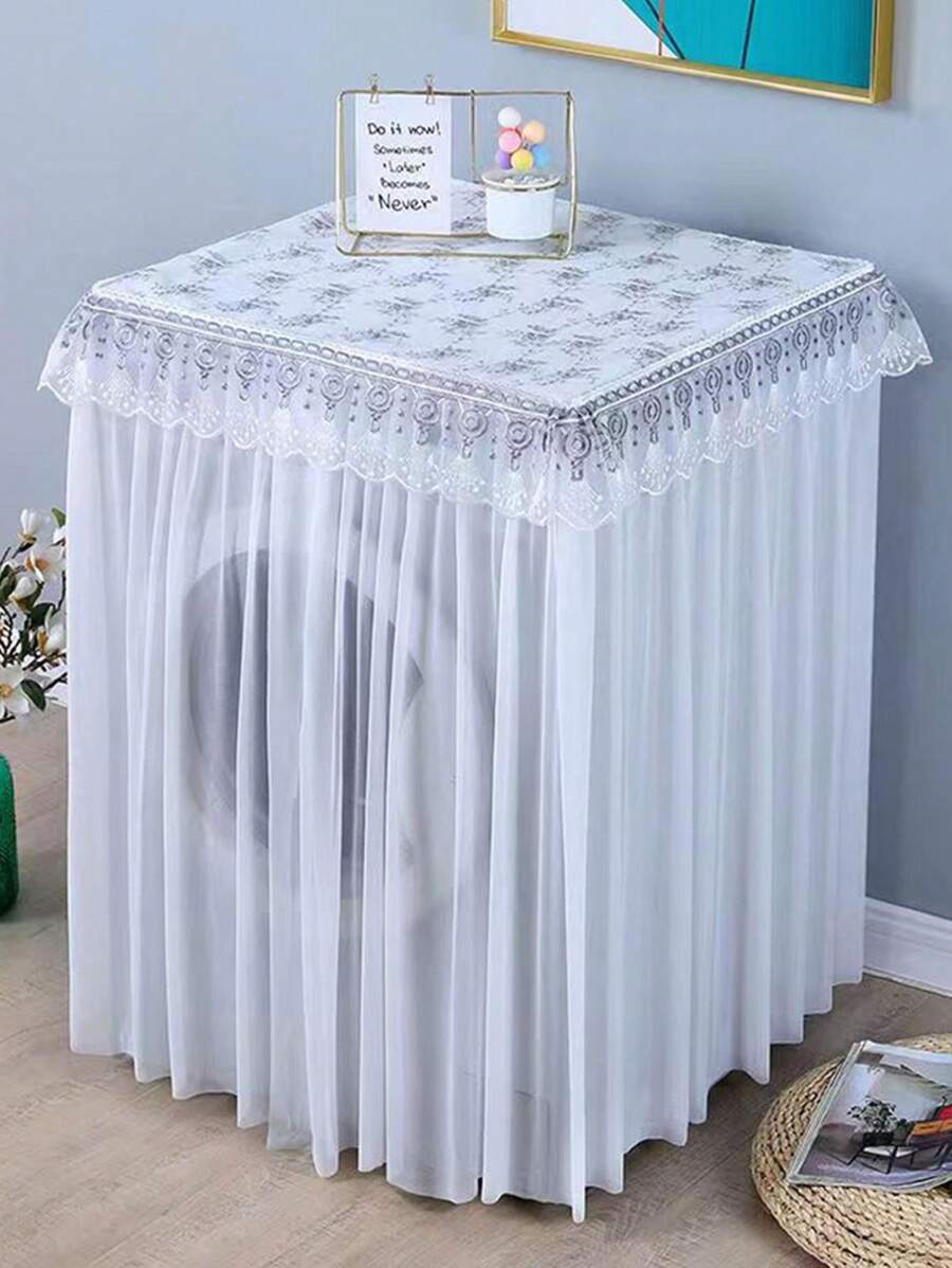 Cape Jasmine Grey Lace Roller Washing Machine Cover Simple