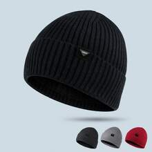 1頂最新款2024灰色冬季針織帽,厚實內裡保護耳朵,戶外保暖無帽邊帽子,男女皆宜 - 深灰色 - 查看 2