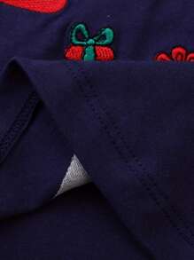 幼童女孩休閒舒適的有條紋圖案和可愛的聖誕樹印花冬裝