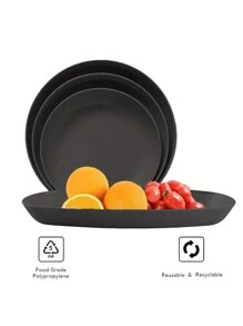 2/4/8 piezas Platos de plástico de 8 pulgadas, plato hondo ligero, plato reutilizable de PP, vajilla para jóvenes y adultos, negro - Adecuado para campamento de autocaravana, picnic, cocina, dormitorio, cocina, regalo de Navidad - Negro - Ver 4
