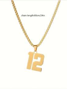 1條運動員個性化13號項鍊男士不鏽鋼運動號碼吊墜,適用於男孩棒球籃球足球排球足球軟式球隊飾品紀念禮物 - 金黃色 - 查看 2