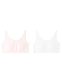 Annil Conjunto de 2 piezas suave y cómodo para niña preadolescente, top tipo camisola y sujetador deportivo transpirable (rosa) - Rosa - Ver 1