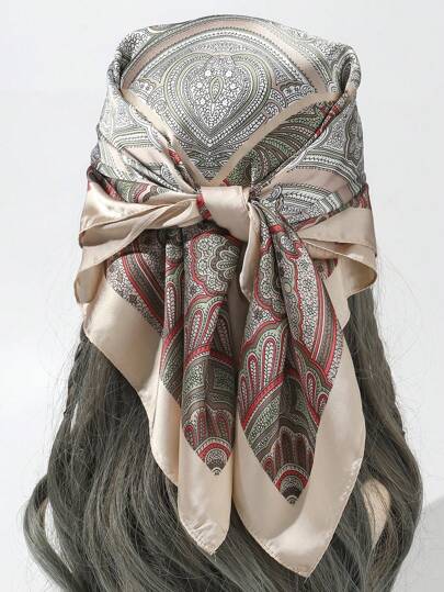 Paisley Pattern Printed Silk-Like Scarf (1pc) Boho,Gym Valentine's Day Valentines Hair Band Turban Headband Sweatband, Hairband Fall Winter Hair Accessories For Women Bows For Vacation Outfits Woman Women Bandanas Soft Headwrap