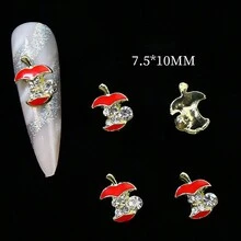 5 件圣诞主题苹果装饰合金美甲饰品