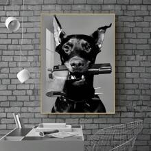 1 件/套黑狗帆布畫,客廳臥室帆布裝飾畫,輕奢客廳背景牆畫工作室走廊藝術無框 - 黑色 - 查看 2