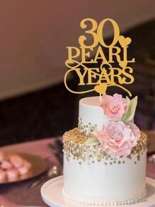 Decoración De Pastel De Fiesta De Aniversario De 30 Años De Perlas - Dorado - Ver 1