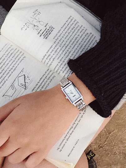 New INS Square Watch, Minimalist Elegante able Lightweight Luxe Quartz Horloge Steel Strap view 4