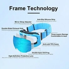 X-tiger磁性戶外滑雪眼罩男女適用防霧滑雪板眼罩
