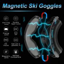 X-tiger磁性戶外滑雪眼罩男女適用防霧滑雪板眼罩