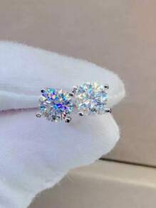 Thời trang Sáng bóng Tim Bông tai stud Thanh tú Đồ trang sức Buổi tiệc Ngày lễ Đồ trang trí Quà Tặng Cô Gái 1 đôi - trái tim trắng - Xem 19