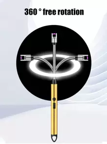 1pc Gold Aluminum Alloy 360-degree Flexible & Extended Gas Stove Igniter With Windproof Design, Durable, Rechargeable, And Electronic