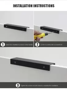 2 Miếng Ẩn giấu Đồ nội thất Tay cầm Vàng Phòng bếp Tủ Kéo , Độ chính xác cao Hợp kim nhôm Phong cách hiện đại Ngón tay Cạnh Kéo Xử lý Đối với Tủ Tủ Và Ngăn kéo - Vàng - Xem 3