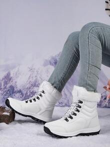 Women's Fashionable Comfortable Snow Shoes, Waterproof, Warm, Non-slip, White - White - View 3