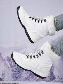 Women's Fashionable Comfortable Snow Shoes, Waterproof, Warm, Non-slip, White - White - View 5