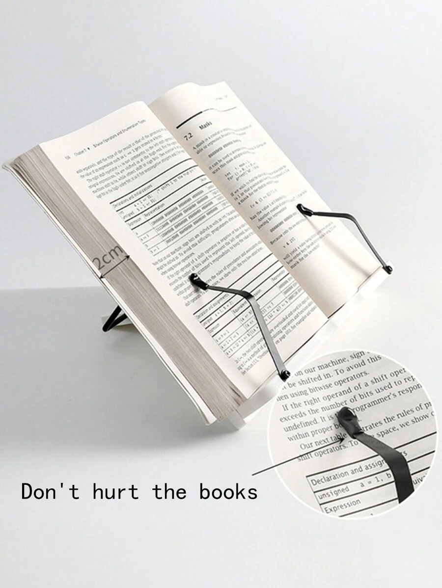 1pc Desk Book Holder, Bookstand For Reading, Music Stand, Tablet Holder For Reading, Studying, Watching Video - Black - View 1