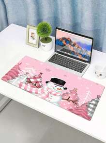 1pc Christmas Snowman Pattern Anti-slip Gaming & Office Mouse Pad, Available In 4 Sizes - Orange - View 1