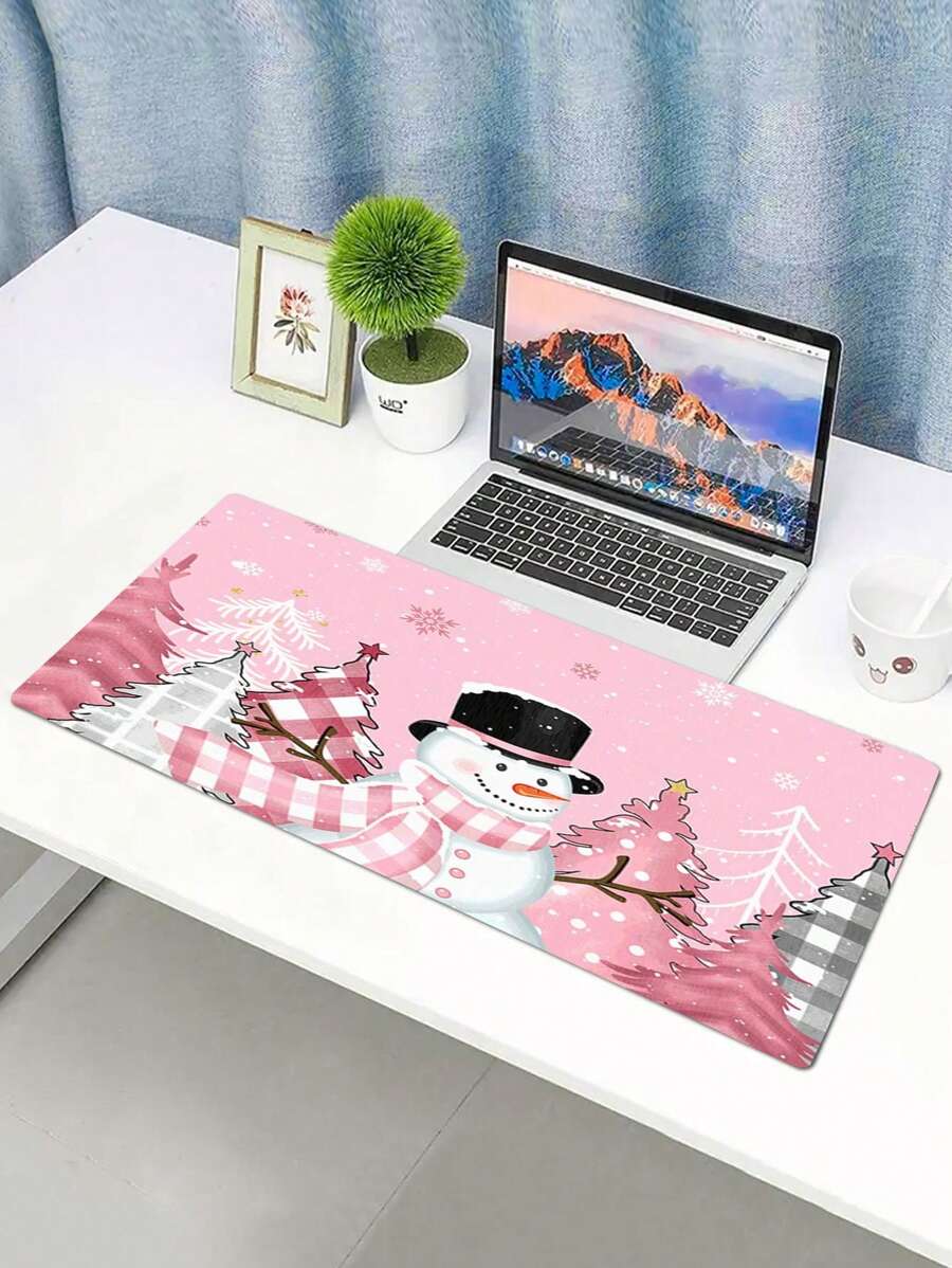 1pc Christmas Snowman Pattern Anti-slip Gaming & Office Mouse Pad, Available In 4 Sizes - Orange - View 1