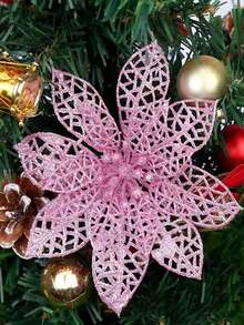 3入組聖誕節裝飾人造花,適用於製作節日花環 - 粉色 - 查看 1