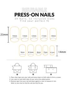 24pcs Pink Square Heart-Shaped French Manicure Nail Stickers To Enhance Your Fashion Sense, Full Coverage Fake Nail Set Includes 1 Nail File And 1 Nail Glue Sticker, Ideal Gift For Girls, Mothers And Women, Also Great For Manicure Supplies And Wholesale. This Whitening Manicure Set Comes With Removable False Nails, Suitable For Holidays, Parties, Dates And Daily Wear. - Pink - View 5