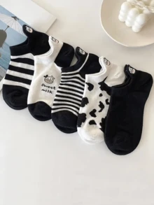 10雙女性黑白船型短襪
