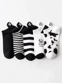 10雙女性黑白船型短襪