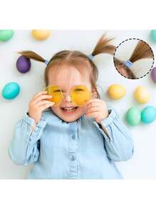 500 件/桶女孩彩色高弹力发带，加厚无痛发带，马尾辫夹和编织头带，婴儿发饰爱情人节