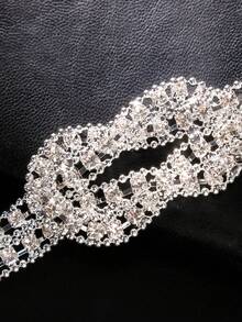 1pc Silver-tone Multi-layer Necklace With Rhinestone Decor, Simple And Fashionable Women's Accessory - Silver - View 4