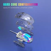 透明設計的有線遊戲滑鼠,7個按鍵,編織電纜,6個12800 Dpi級別,13種rgb背光類型,適用於電子競技 - 白色 - 查看 9