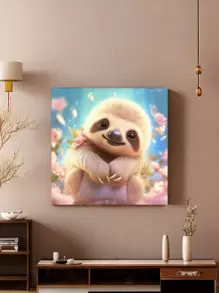 1入組20*20cm/7.87*7.87英寸無框自製5d鑽石畫套裝樹懶,全鑽石鑲嵌十字繡畫,寶石畫用於牆面裝飾