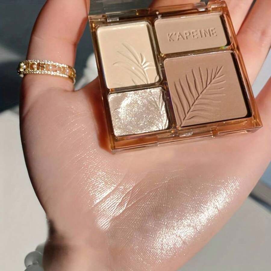 1pc 4-color Highlight & Contour Powder Palette For Nose, Makeup, Matte, Shine, Natural, 3d, Photography - Multicolor - View 1