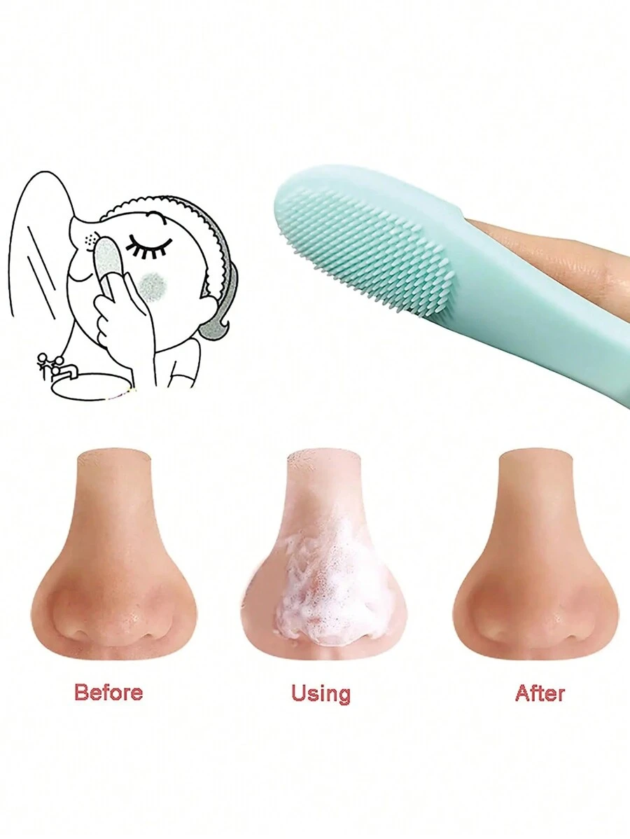 超柔软硅胶手持洁面仪，1 件套面部清洁刷（带指套和鼻翼刷），硅胶黑头去除工具（适用于敏感、娇嫩、干燥皮肤），护肤，房间装饰，家居装饰，卧室装饰，浴室，圣诞礼物，浴室装饰，旅行，旅行用品，婚礼，圣诞派对，妈妈礼物，家居，房间，家居装饰，圣诞礼物，送给妈妈的礼物，生日，粉色房间装饰，客厅装饰，卧室，男士礼物，爸爸礼物，蘑菇，新年，妈妈，配饰，送给爸爸的礼物，朋友，有趣的礼物