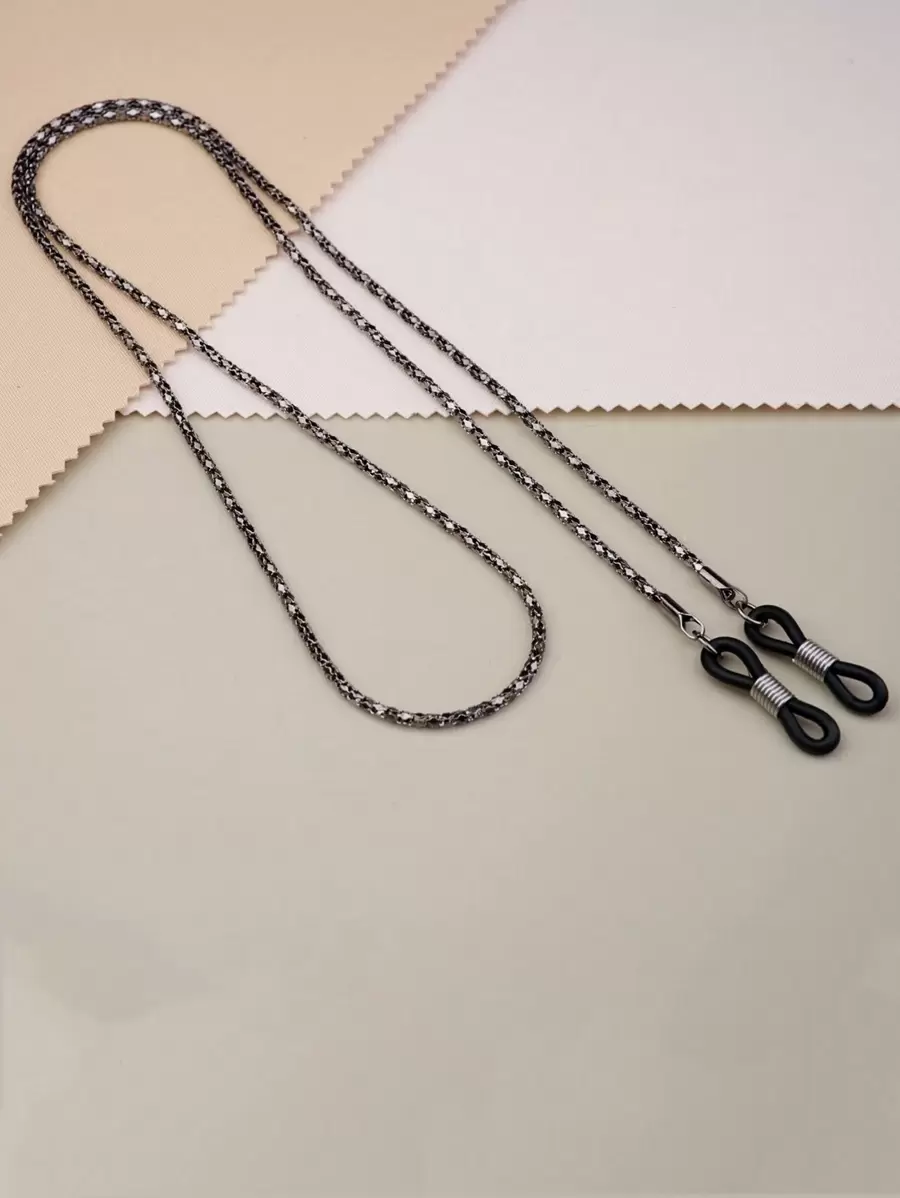 Street Hollow Out Metallic Glasses Chain Necklace Glasses Accessories For Women For Outdoor Activities, Vacation, Travel, Outfit Accessories, And Gifting - Black and White - View 1
