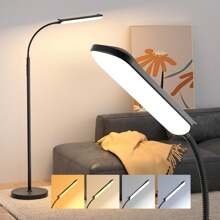 LED Floor Lamp, 18W Super Bright Floor Lamp For Living Room, Adjustable Stepless Colors & Brightness Gooseneck Standing Lamp, Eye Caring Reading Light With Remote& Touch Control For Bedroom Office - Black - View 1