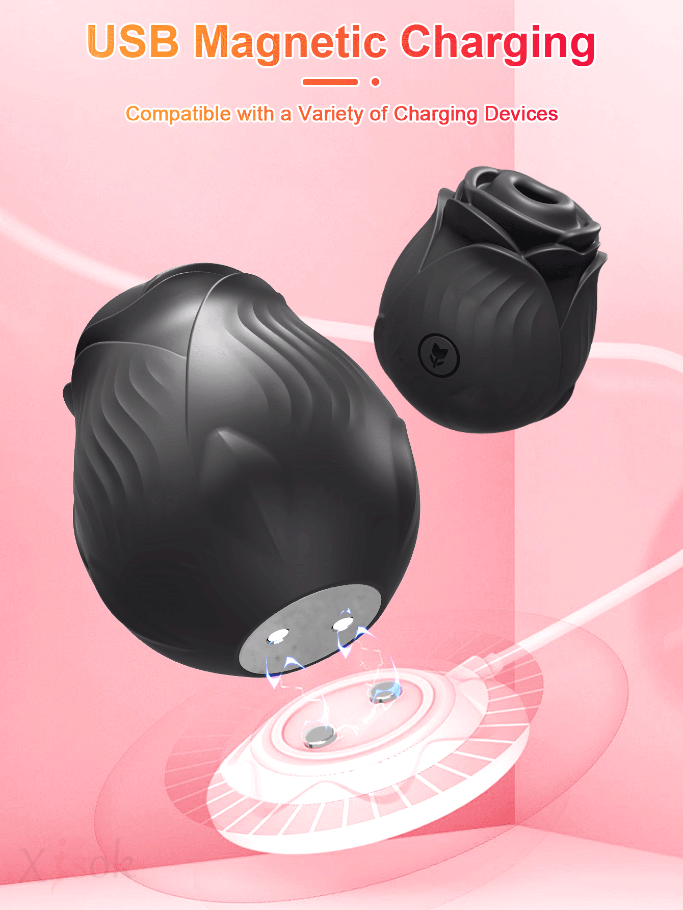 Rose Design Vibrator For Women , Strong 10 Sucking Modes Silicone Clit Sucking Nipple Stimulator