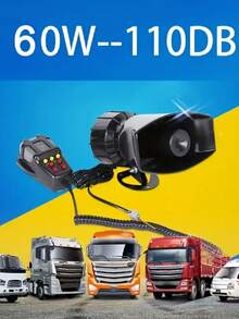 7種聲音響亮的汽車警報警報器、消防警報器、pa揚聲器、12伏特警報器、空氣喇叭咆哮器汽車喇叭110分貝 - 黑色 - 查看 3