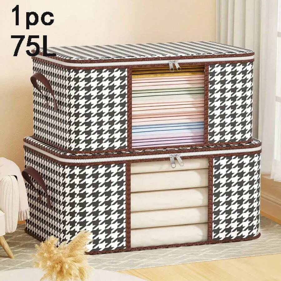 1 Túi Bảo Quản Lớn Thousand Birds Họa Tiết Kẻ Cửa Sổ Trong Suốt Tay Cầm Gia Cố Dây Kéo Cứng Tổ Chức Túi Đựng Quần Áo Chăn, Túi Bảo Quản Quần Áo Lớn, Hộp Đựng Chăn Mền Và Chăn, Túi Bảo Quản Dung Lượng Lớn, Chăn Chống Bụi Dụng Cụ Tổ Chức Dây Kéo, Túi Đựng Quần Áo Có Thể Gập Lại Có Tay Cầm Đồ Tổ Chức Trường Học Túi Túi đựng đồ cho giáo viên - Nhiều màu - Xem 1