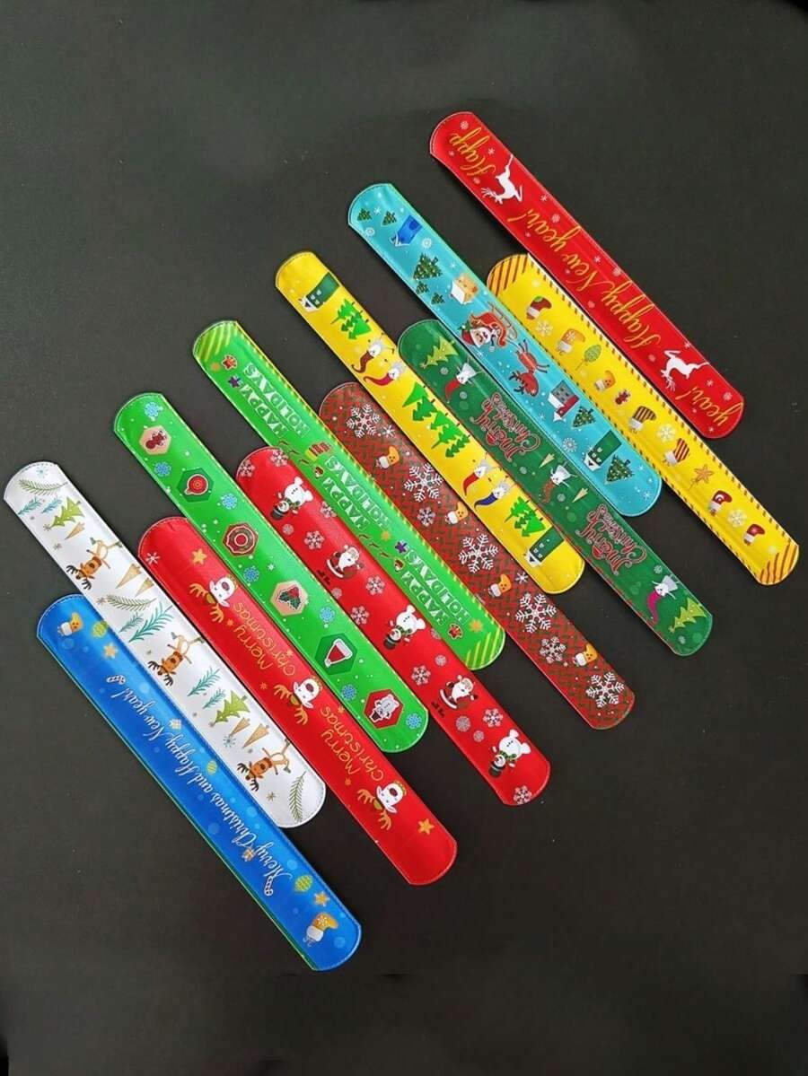 12 件随机万圣节拍击手镯南瓜、幽灵、蜘蛛、蝙蝠恐怖派对装饰