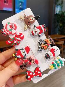 10入組聖誕節頭飾,節日髮飾夾和髮簪