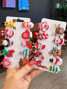 10入組聖誕節頭飾,節日髮飾夾和髮簪