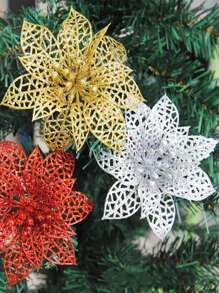 3入組聖誕節裝飾人造花,用於節日花圈裝飾 - 金色 - 查看 4