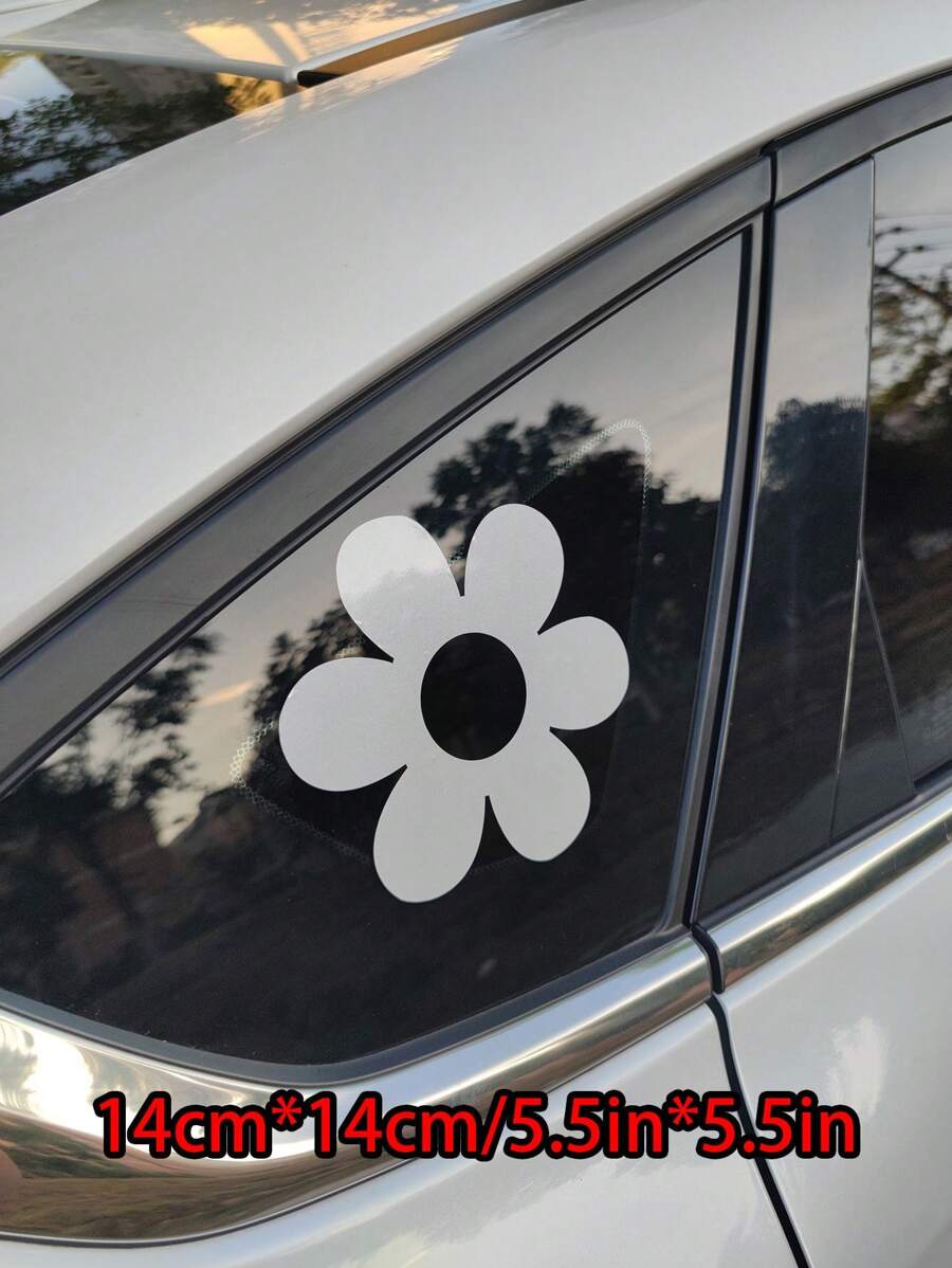 1入組花朵圖案汽車貼紙 - 白色 - 查看 1