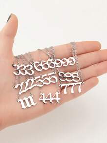 1 件時尚不銹鋼號碼項鍊 111 222 333 444 555 666 777 888 999 鋼號項鍊 女士男士禮物