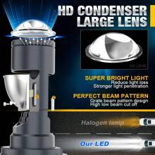 H4 LED Mini Projector Lens High/Low Beam Canbus Headlight 130W Car Turbo LED Bulb RHD LHD 12V 24V 6000K for Car Motorcycle - Grey - View 4