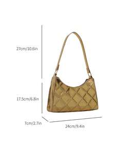 Solid Color Minimalist Women's Shoulder Bag - Gold - View 2