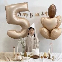 1件复古焦糖咖啡色“生日快乐”字母三角旗横幅，派对装饰及拍照道具 - 咖啡棕 - 查看 4