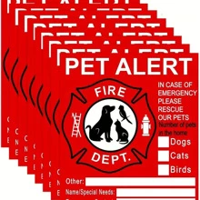 Pet Alert Sticker - 4 Pack Warning Emergency Fire Rescue Stickers Waterproof Decals,Save Our Cats/Dogs In Emergency Fire Situations, Firefighters Will Use Alarm Sticker To Rescue Our Family From Windows, Doors, Or Houses