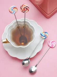4 件套不锈钢创意棒棒糖甜点勺套装学校用品、圣诞礼物 - 查看 4