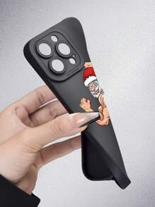 1入組聖誕肌肉男紋理霧黑色tpu軟殼手機保護殼,全防護,防塵防水,適用於iphone 7/8/11/12/13/14/15/x/xr/xs/plus/pro/pro Max/se3/mini系列手機 - 黑色 - 查看 5