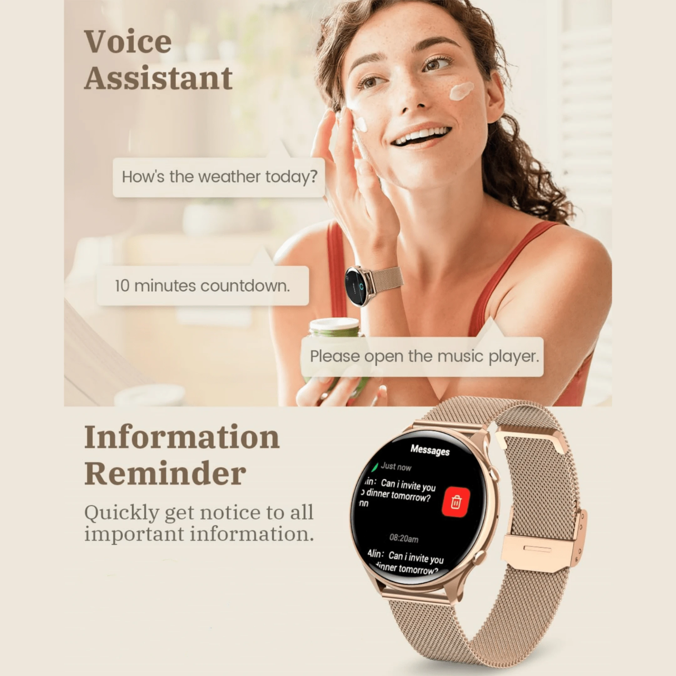 Petites boulettes de viande G35, montre connectée, tracker de fitness, conçue pour les femmes