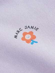 女童可愛有趣的半領保暖衬里印花運動衫,適用於秋冬季節 - 紫色 - 查看 9